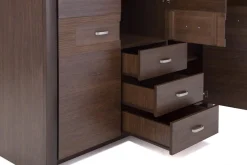 DiTrendi Szafa z drążkiem półkami i szufladami ciemny brąz PARIS