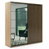 Szafy Z Lustrem|Szafy Przesuwne| Szafa z lamelami i lustrem LIMA 200 cm