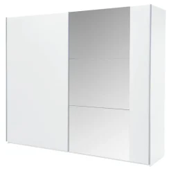 Szafy Z Lustrem|Szafy Przesuwne| Szafa z lustrem biała BASTIA 250 cm