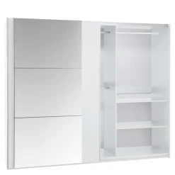 Szafy Z Lustrem|Szafy Przesuwne| Szafa z lustrem biała BASTIA 250 cm