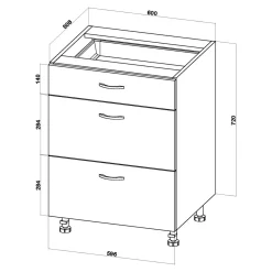 Szafka dolna BASIC PLUS BP/D60S3 dąb craft złoty