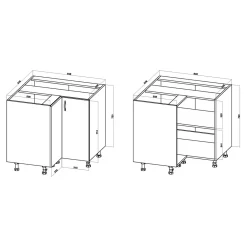 Szafki Kuchenne| Szafka dolna narożna BASIC PLUS BP/D90NW biały mat