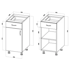 Szafka dolna z szufladą BASIC PLUS BP/D40SR1 dąb craft złoty