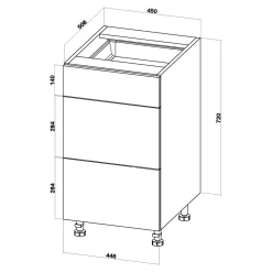 Szafka dolna z szufladami BASIC PLUS BP/D45S3 alby blue