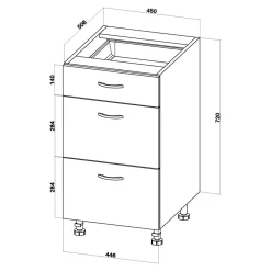 Szafki Kuchenne| Szafka dolna z szufladami BASIC PLUS BP/D45S3 cashmere