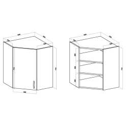 Szafki Kuchenne| Szafka górna narożna BASIC PLUS BP/G60NW sand barbera oak