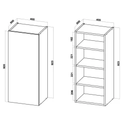 Szafki Kuchenne| Szafka górna wysoka BASIC PLUS BP/G40-92 dark rockfort hickory