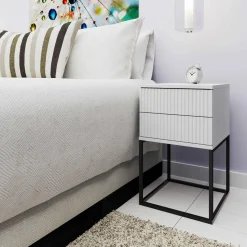 Szafki Nocne|Szafki| Szafka nocna z 2 szufladami biała NOTTE