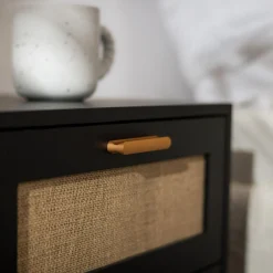 inny Szafka nocna z plecionką czarna CROSSE