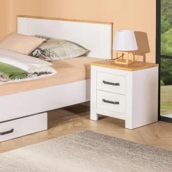 Szafki Nocne Dla Dzieci|Szafki Nocne| Szafka nocna z szufladami biała LANZETTE 2S