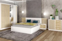 Szafki Nocne|Szafki| Szafka nocna z szufladami biała LAMELLO