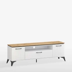 Szafki Rtv|Szafki|inny Szafka RTV biała, z ryflowaniem VELUTTO