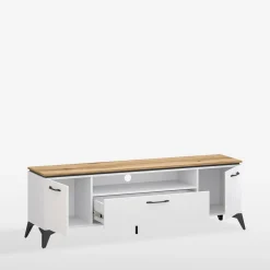 Szafki Rtv|Szafki|inny Szafka RTV biała, z ryflowaniem VELUTTO