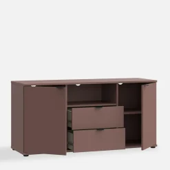 Szafki Rtv|Szafki|FORTE Szafka RTV 2-drzwiowa z szufladami i wnęką GANYMEDE ceglasty