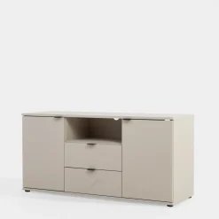 Szafki Rtv|Szafki|FORTE Szafka RTV 2-drzwiowa z szufladami i wnęką GANYMEDE jasny beż