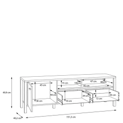 FORTE Szafka RTV industrialna z szufladą i półką HIGH ROCK