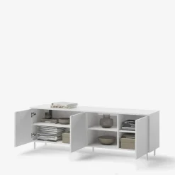 Szafki Rtv|Szafki|LENART Szafka RTV MILA na metalowych nóżkach biała