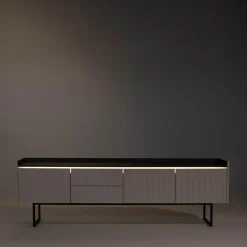 LENART Szafka RTV ryflowana z oświetleniem LAGO 192 cm