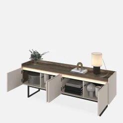 Szafki Rtv|Szafki|LENART Szafka RTV ryflowana z oświetleniem LAGO 166 cm