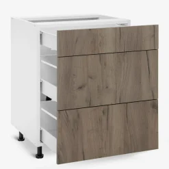 Szafki Kuchenne| Szafka stojąca z szufladami BASIC PLUS BP/D60SR3 dark rockfort hickory