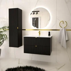 Szafki Umywalkowe|Szafki Umywalkowe|inny Szafka umywalkowa czarny mat BELT 80 cm