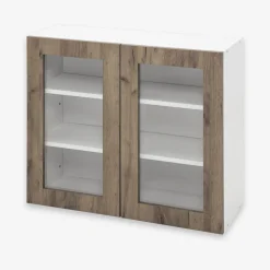 Szafka wisząca z witryną BASIC PLUS BP/G80W dark rockfort hickory