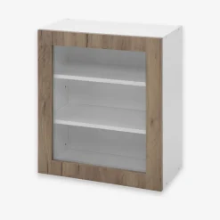 Szafka wisząca z witryną BASIC PLUS BP/G60W dark rockfort hickory