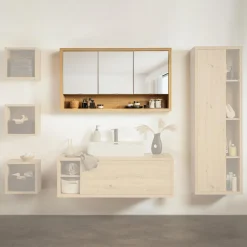 Szafki Łazienkowe|Szafki, Słupki I Półki Łazienkowe|inny Szafka wisząca zamykana z lustrem dąb artisan LADAMA