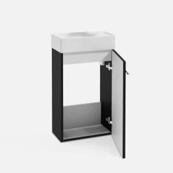 Szafki Umywalkowe|Szafki Umywalkowe|inny Szafka z umywalką czarna KIM 40 cm
