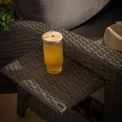 Szklanki I Kubki|inny Szklanka ryflowana z bambusową pokrywką i słomką 320 ml