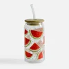 Szklanki I Kubki|inny Szklanka z bambusową pokrywką i słomką ARBUZY 500 ml