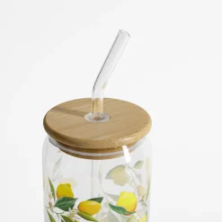 inny Szklanka z bambusową pokrywką i słomką CYTRYNY 500 ml
