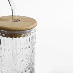 inny Szklanka z bambusową pokrywką i słomką 320 ml