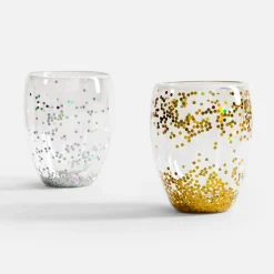 inny Szklanka z podwójną ścianką ze złotym konfetti 350 ml