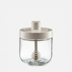 Pojemniki Na Żywność|inny Szklany pojemnik na miód z czerpakiem 300 ml jasnoszary