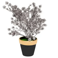 Sztuczna roślina w kolorze srebrnym w doniczce 24 cm MIX