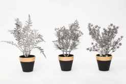 Sztuczna roślina w kolorze srebrnym w doniczce 24 cm MIX