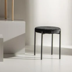 Taboret welurowy czarny ARGINO