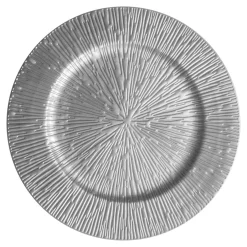 Patery Dekoracyjne| Talerz dekoracyjny podtalerz metaliczny szary 33 cm