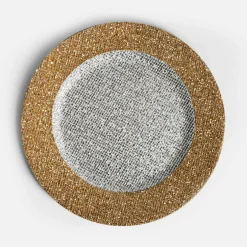 inny Talerz dekoracyjny złoto-srebrny 33 cm