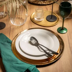 Talerz dekoracyjny złoty podtalerz 33 cm