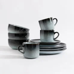 inny Talerz deserowy brązowo-szary MALAM 19 cm