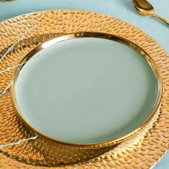 Talerze| Talerz deserowy jasna zieleń AURORA GOLD 20 cm
