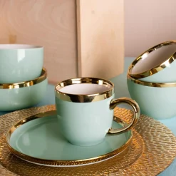 Talerze| Talerz deserowy jasna zieleń AURORA GOLD 20 cm