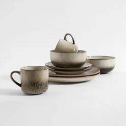 inny Talerz obiadowy brązowo-beżowy ZORA 26,6 cm