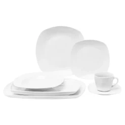 Talerze| Talerz obiadowy porcelanowy QUADRO biały 26,7x25 cm