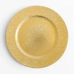 inny Talerz ozdobny podtalerz złoty 33 cm