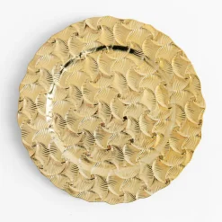 inny Talerz ozdobny podtalerz w liście złoty 33 cm