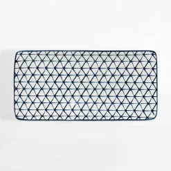 Miski, Patery I Półmiski|inny Talerz prostokątny biało-niebieski ALORA 25x12 cm