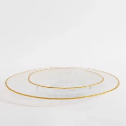 Talerze| Talerz szklany ze złotym rantem 31 cm